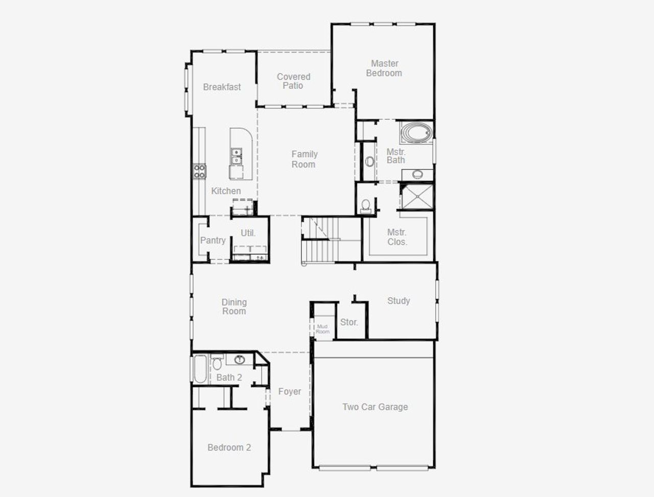 2D floor plan layout of this home in Pecan Square 40', Northlake, TX (Image 2).