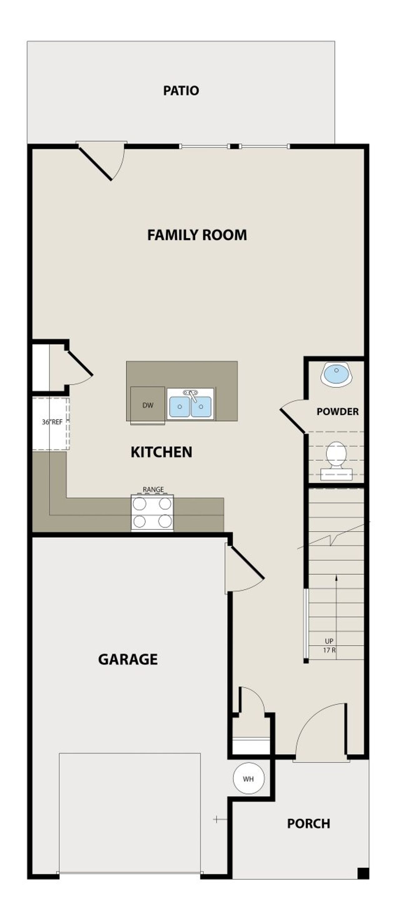 2D floor plan layout for the Amara by Peachtree Building Group in Chimney Oaks Townhomes, Homer, GA (Image 2).