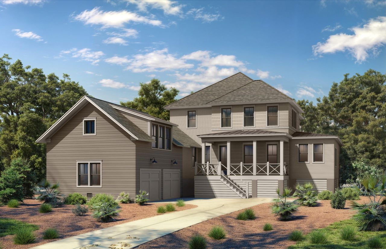 Front exterior of a new home in The Preserve at Pennys Creek, Johns Island, SC, highlighting curb appeal (Image 2).