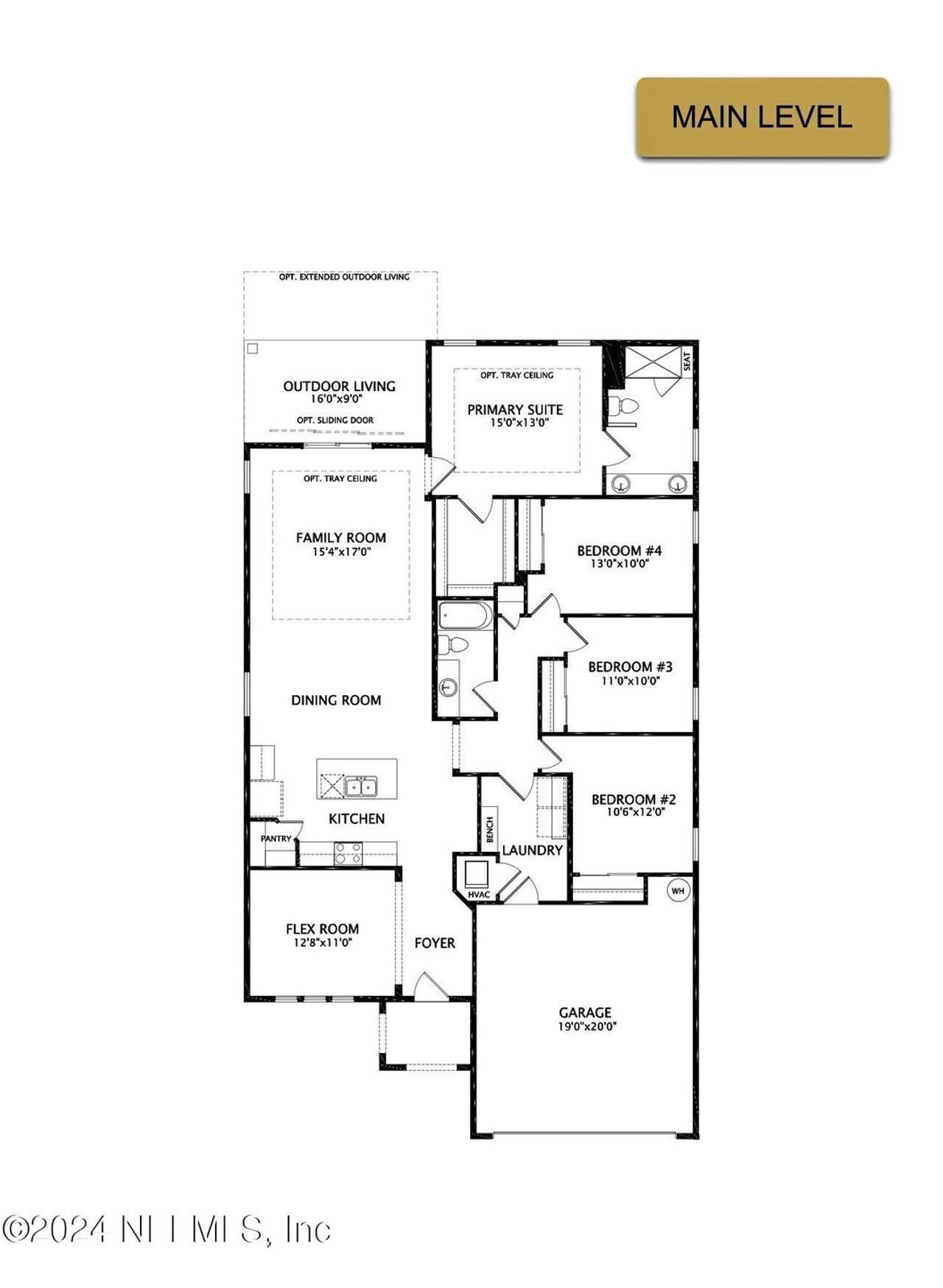 2D floor plan layout of this home in Landing at Olde Florida, St. Augustine, FL (Image 2).