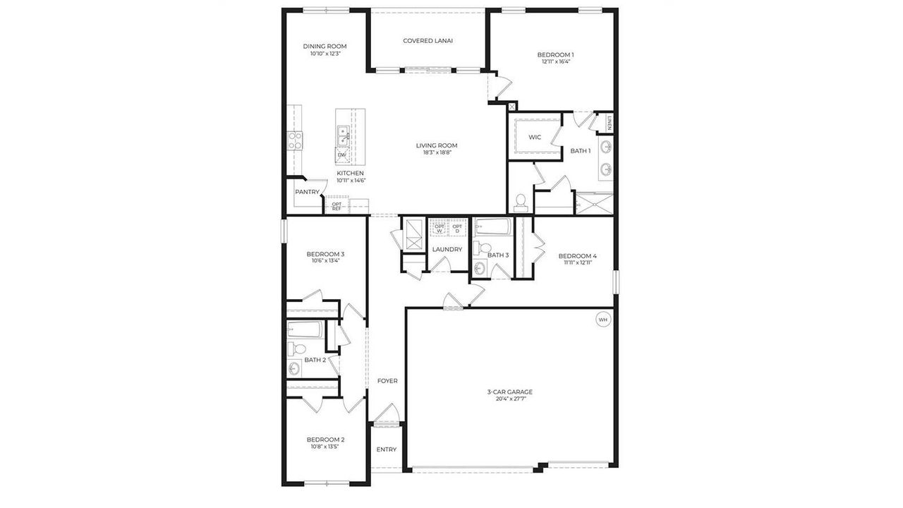 2D floor plan layout of this home in Lakes of Mount Dora, Mount Dora, FL (Image 2).