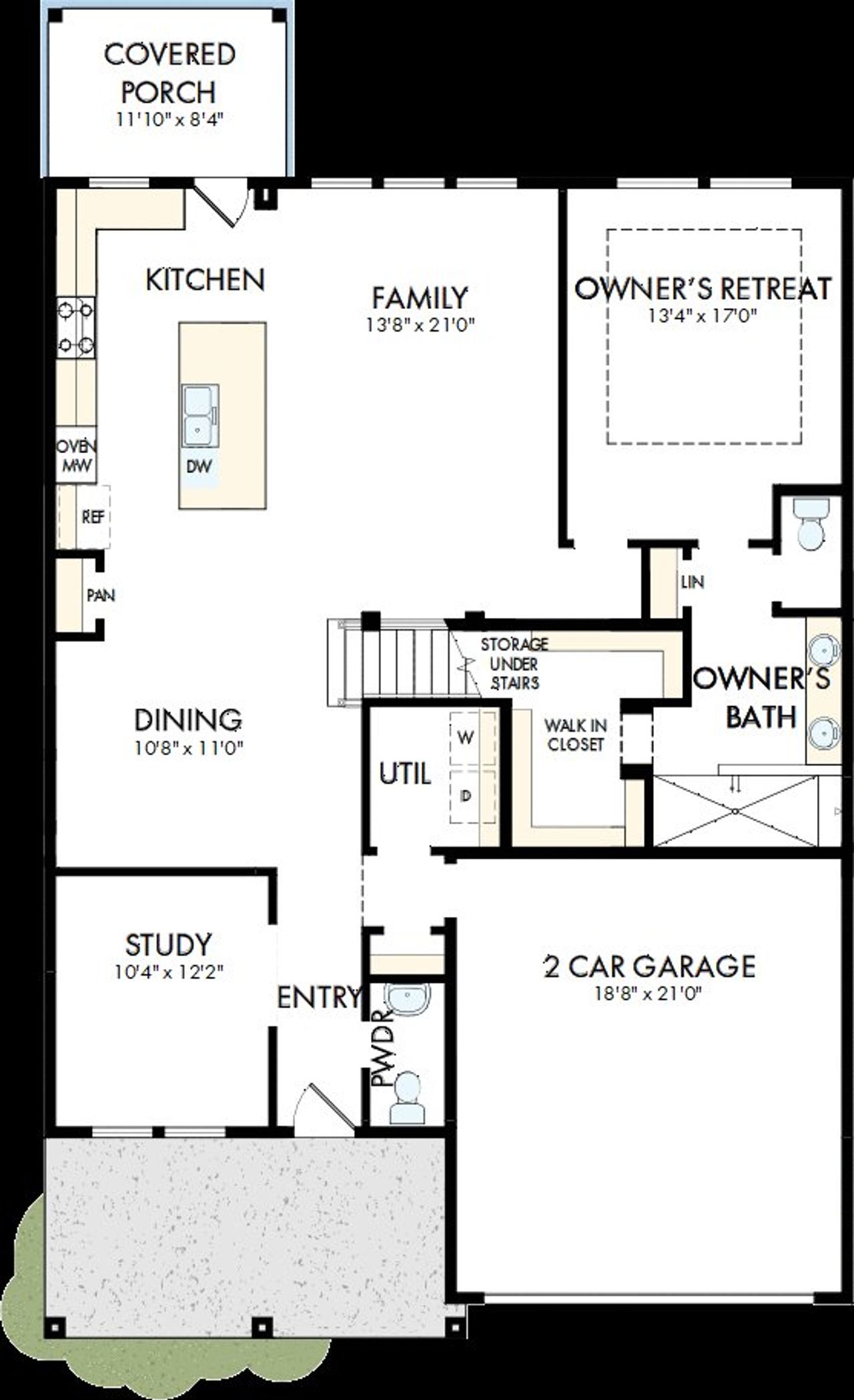 2D floor plan layout of this home in Serenity - The Village Collection, Fuquay Varina, NC (Image 2).