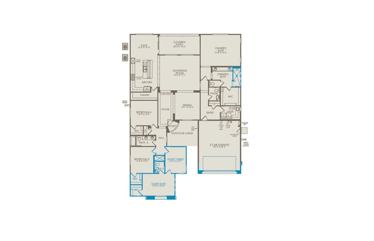 2D floor plan layout of this home in Vistoso Canyon Estates, Oro Valley, AZ (Image 2).