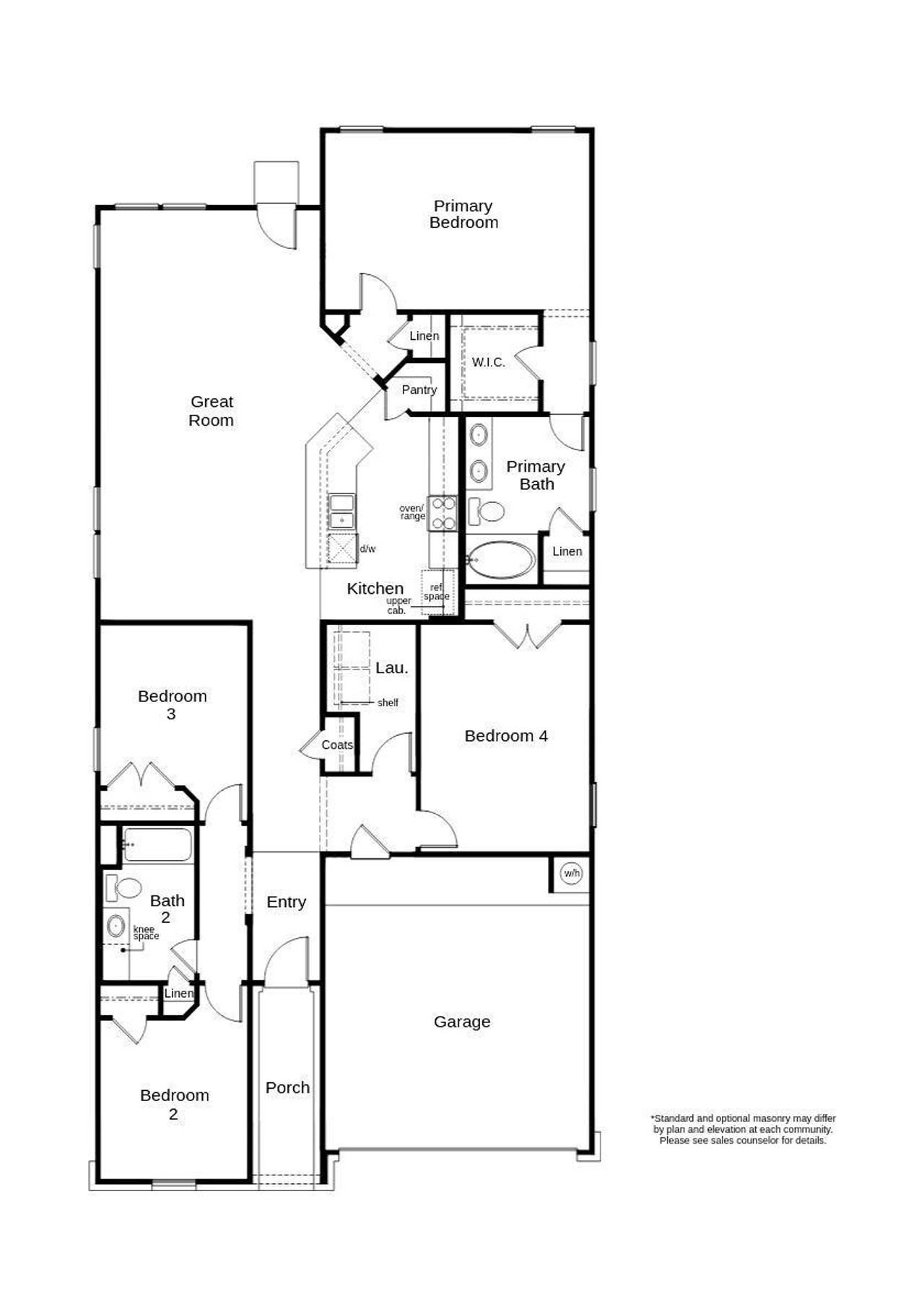 This floor plan features 4 bedrooms, 2 full baths, and over 1,800 square feet of living space.
