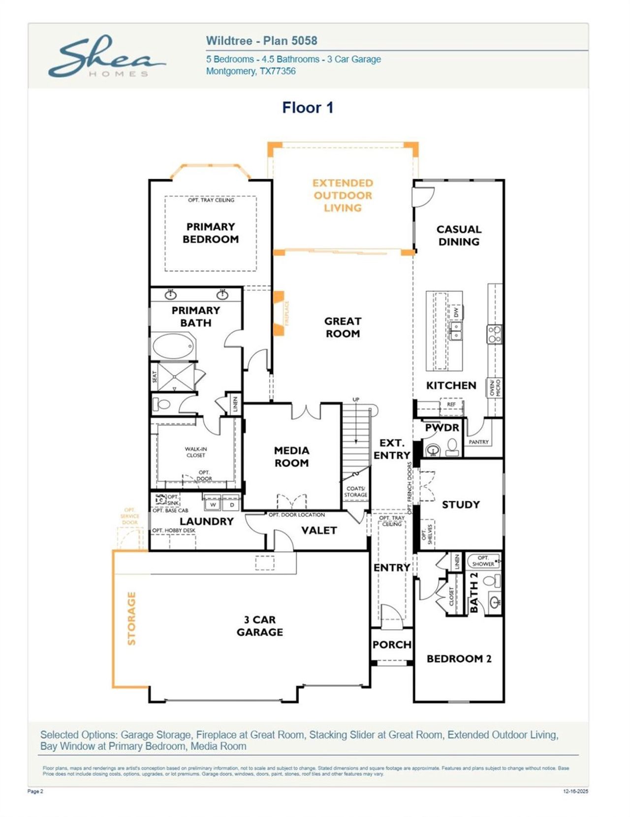 2D floor plan layout of this home in , Montgomery, TX (Image 2). 2D floor plan layout of this home in , Montgomery, TX (Image 2).
