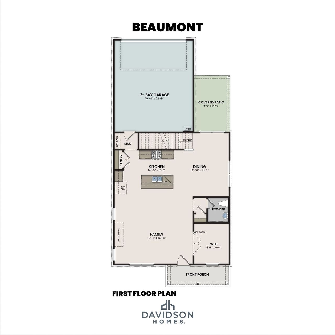 2D floor plan layout for the The Beaumont A by Davidson Homes LLC in Bradshaw Farms, Mount Juliet, TN (Image 2).