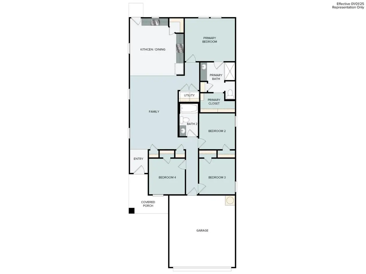2D floor plan layout of this home in Edgebrooke, Pflugerville, TX (Image 2).