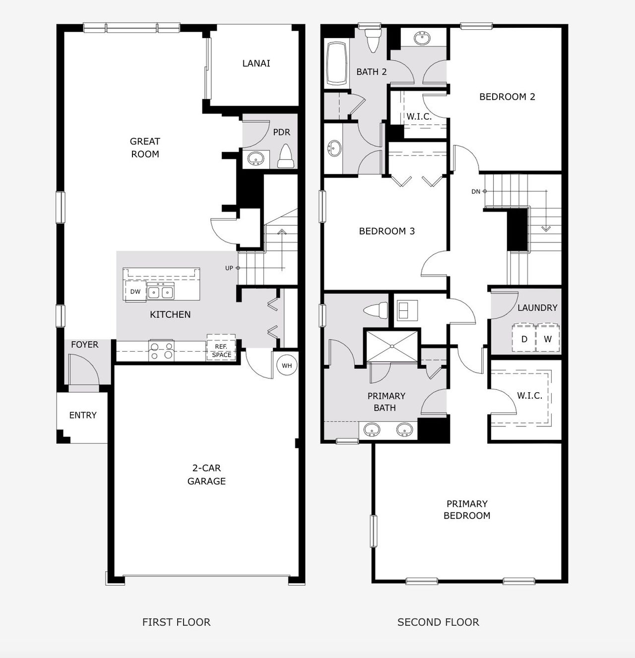 2D floor plan layout of this home in Thompson Village Townhomes, Apopka, FL (Image 2).