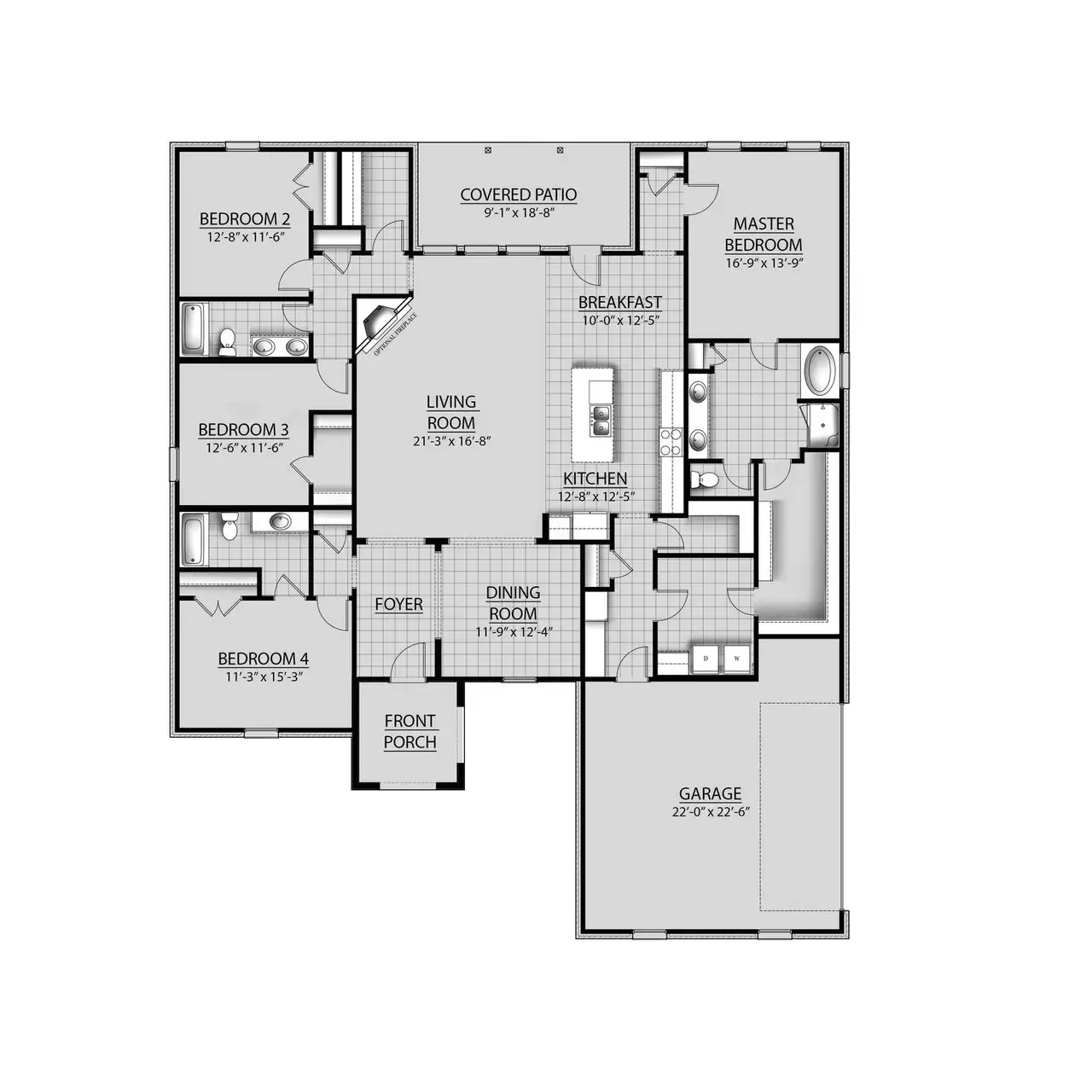 2D floor plan layout of this home in Iron Rock, Cantonment, FL (Image 2).