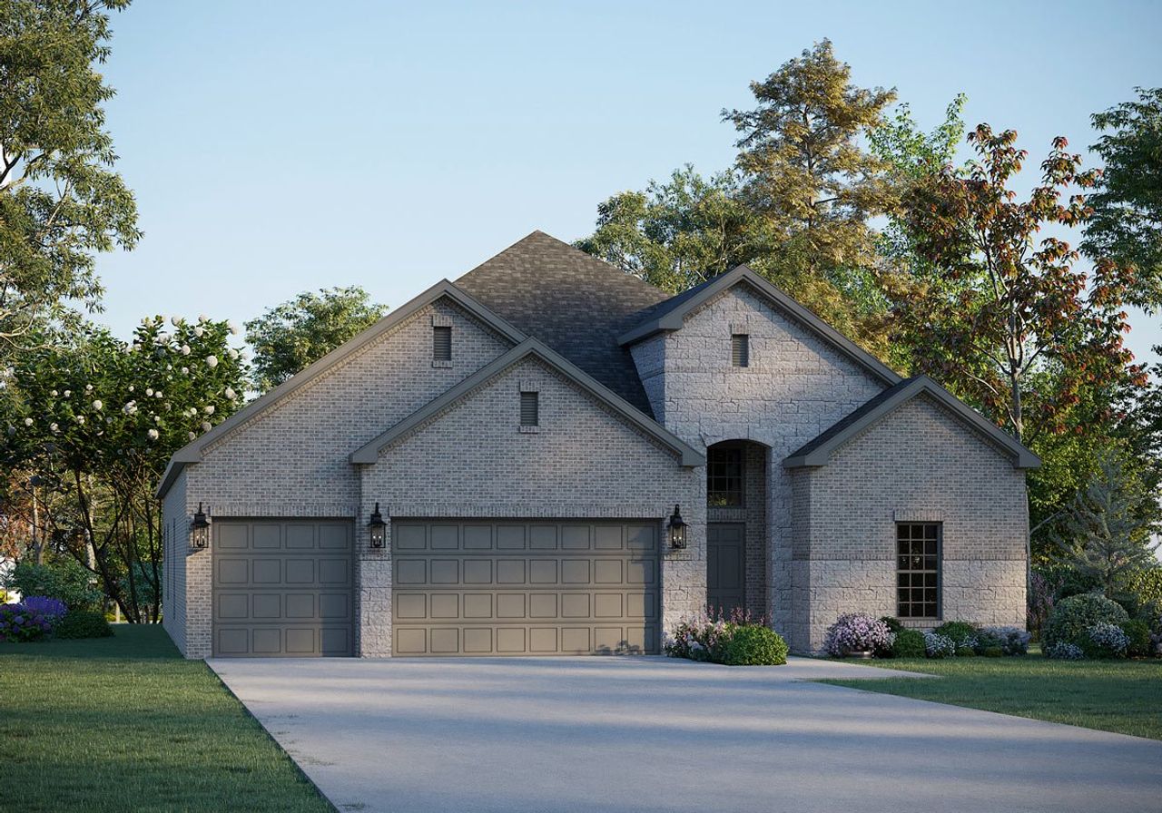 Representative exterior photo of a completed home built from the Johnson 5128 by GFO Home in Enclave At Cele, Pflugerville, TX (Image 2).