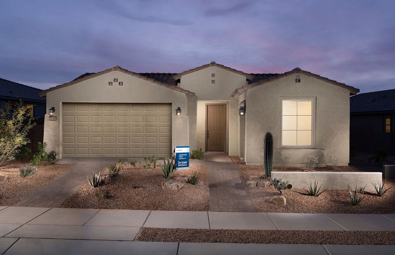 Front exterior of a new home in Del Webb at Rocking K, Tucson, AZ, highlighting curb appeal (Image 2).