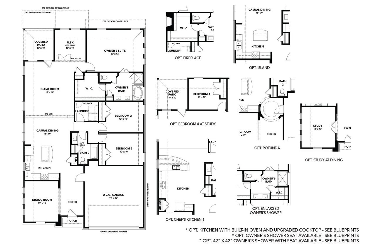 2D floor plan layout of this home in Wildflower Ranch, Fort Worth, TX (Image 2).