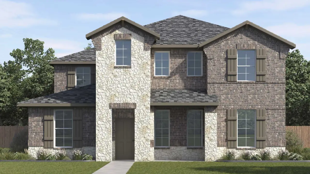 Representative exterior photo of a completed home built from the Liam by D.R. Horton in Boardwalk, Lancaster, TX (Image 2). Representative exterior photo of a completed home built from the Liam by D.R. Horton in Boardwalk, Lancaster, TX (Image 2).