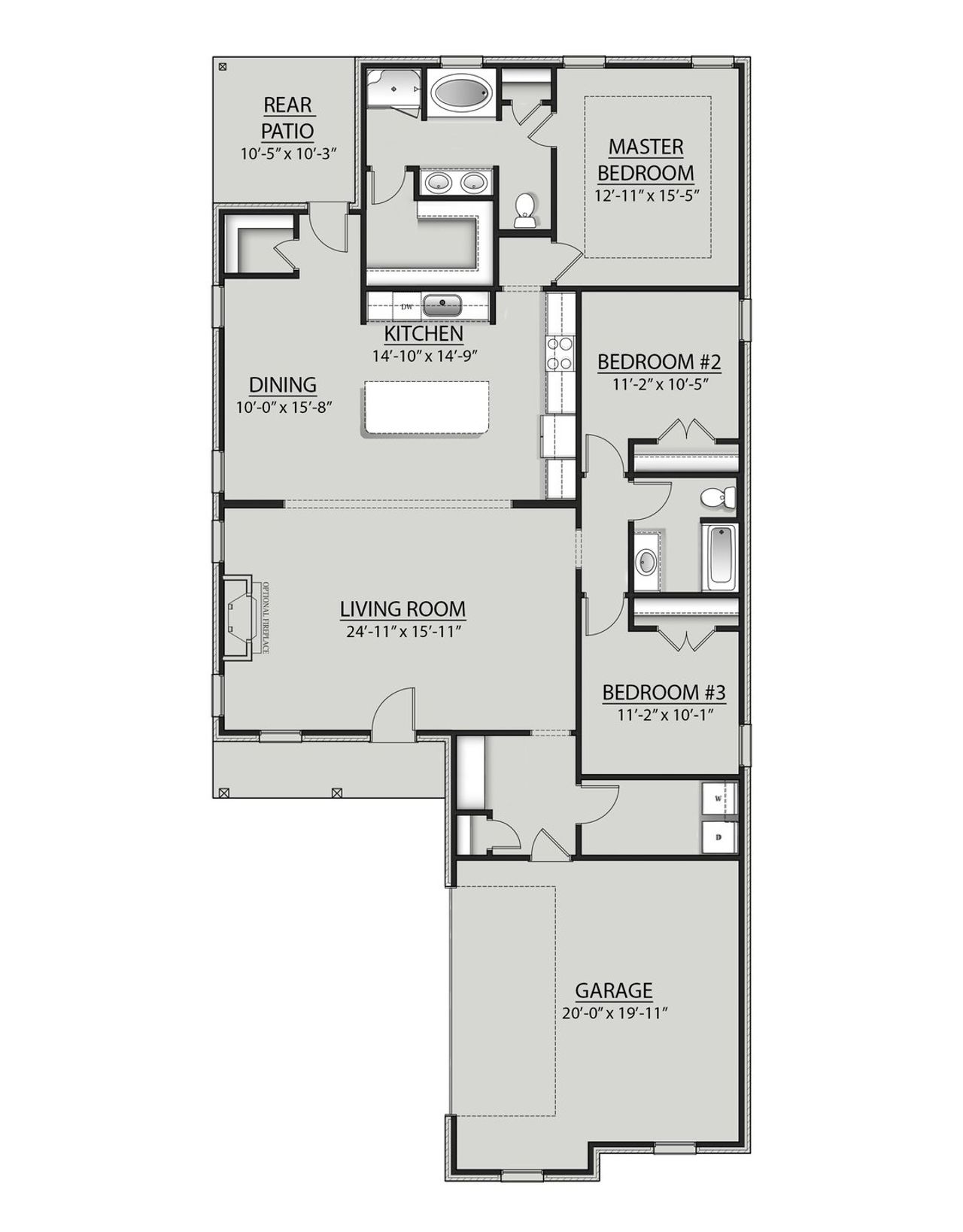2D floor plan layout for the Boucher III H by DSLD Homes in Natureview, Freeport, FL (Image 2).
