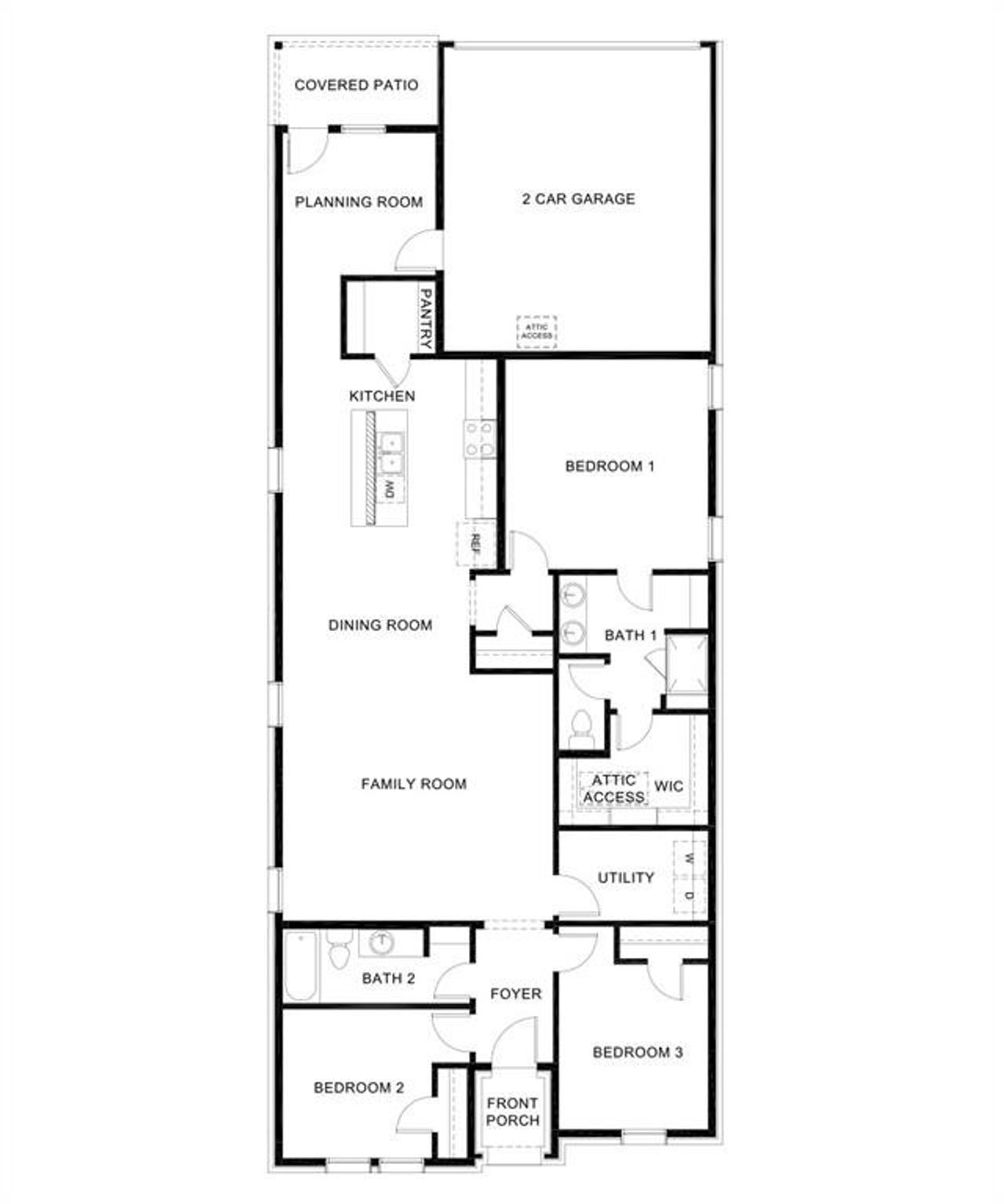 2D floor plan layout of this home in Lilybrooke at Legacy Hills, Celina, TX (Image 2).