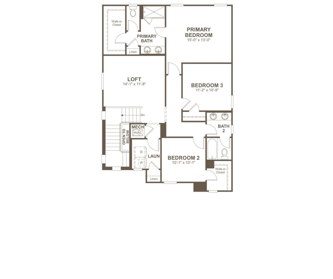 2D floor plan layout for the Palm by Richmond American Homes in Estates at Rivers Edge, Parrish, FL (Image 2). 2D floor plan layout for the Palm by Richmond American Homes in Estates at Rivers Edge, Parrish, FL (Image 2).