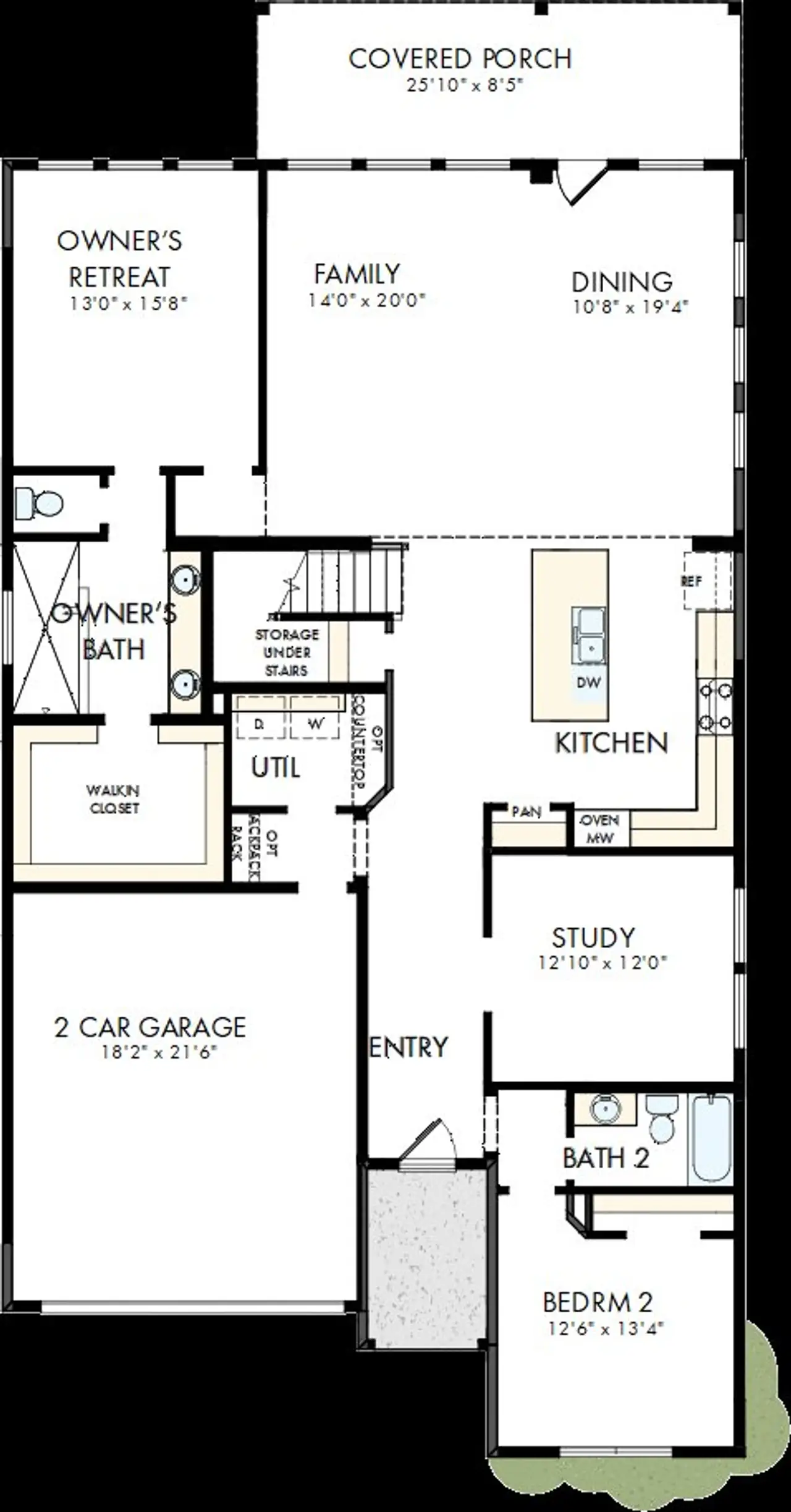 2D floor plan layout of this home in Sandbrock Ranch, Aubrey, TX (Image 2).