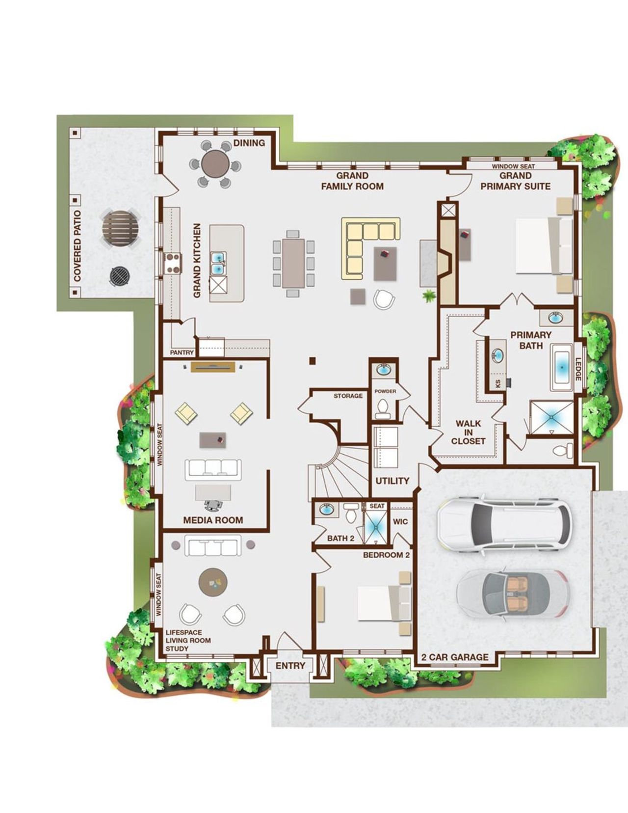 2D floor plan layout for the Grand Monterra II - 254 by Grand Homes in Heath Golf & Yacht Club, Heath, TX (Image 2).