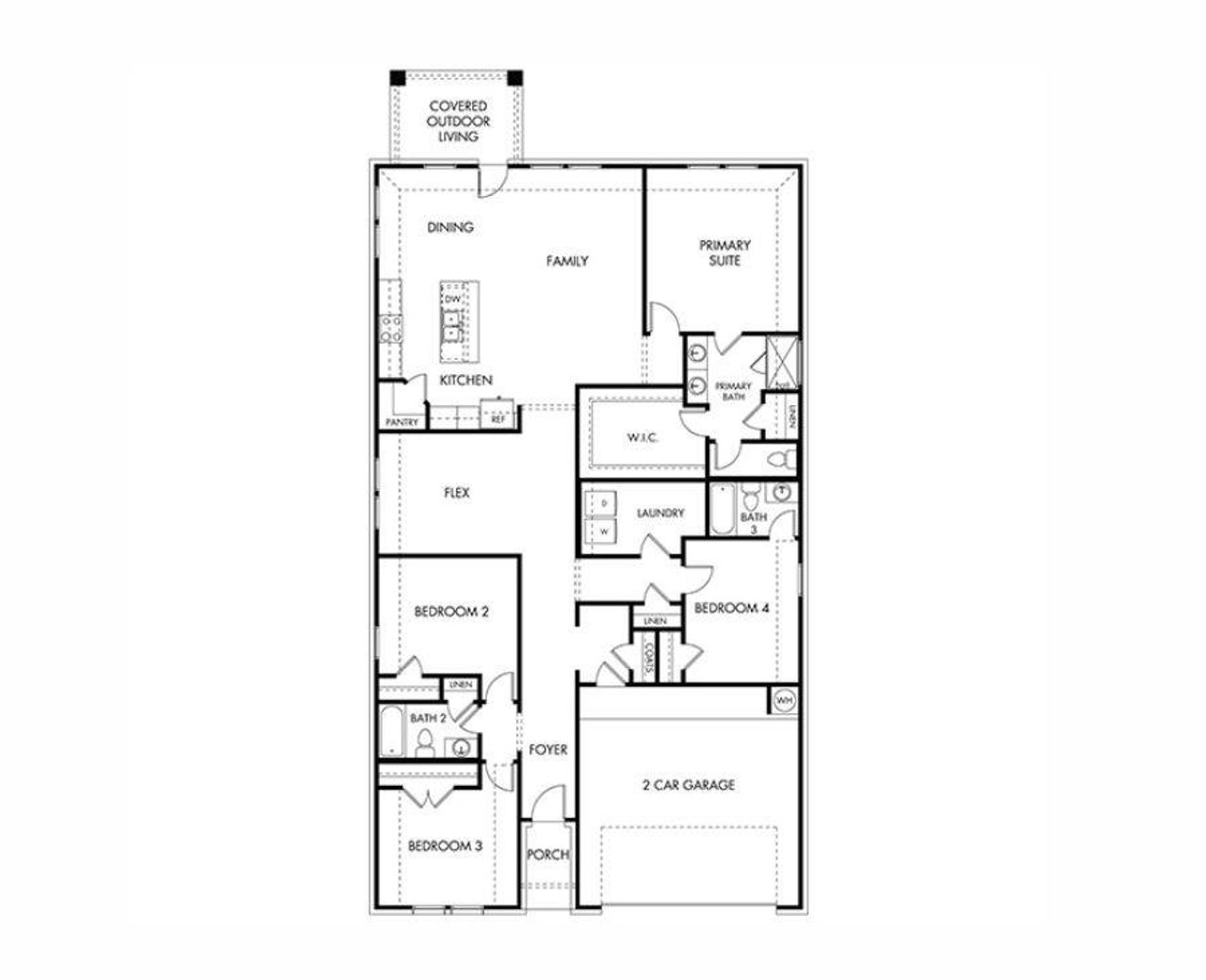 2D floor plan layout of this home in Lakeside Meadows, Pflugerville, TX (Image 2).