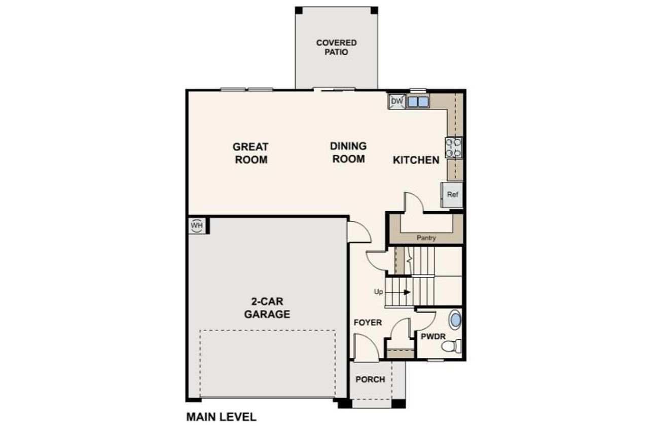 2D floor plan layout of this home in Rincon Grove at Rocking K, Vail, AZ (Image 2).