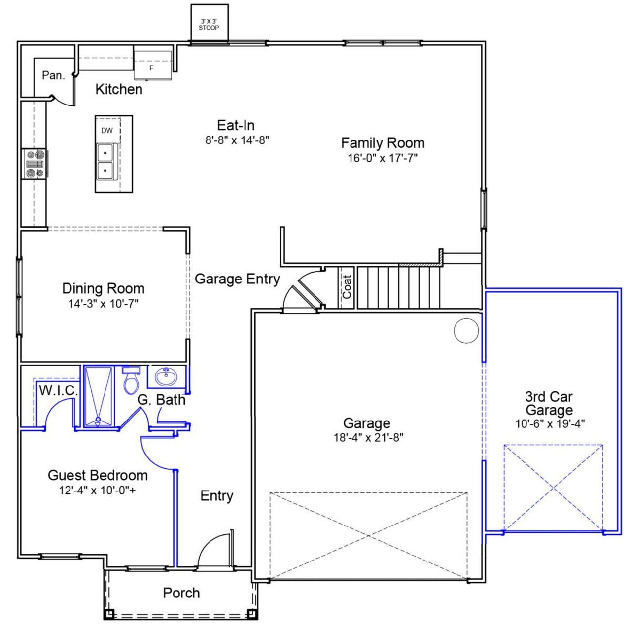2D floor plan layout of this home in Stapleton, Clemmons, NC (Image 2).