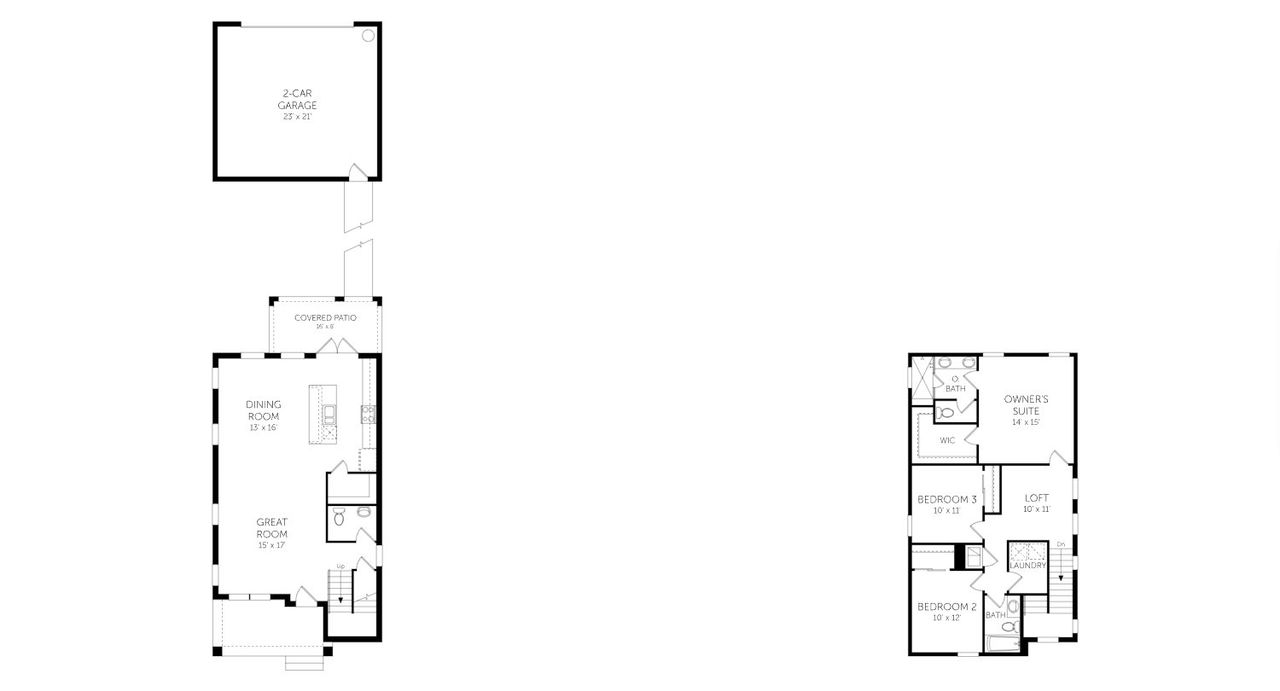 2D floor plan layout of this home in Serenade at Ovation, Winter Garden, FL (Image 2).