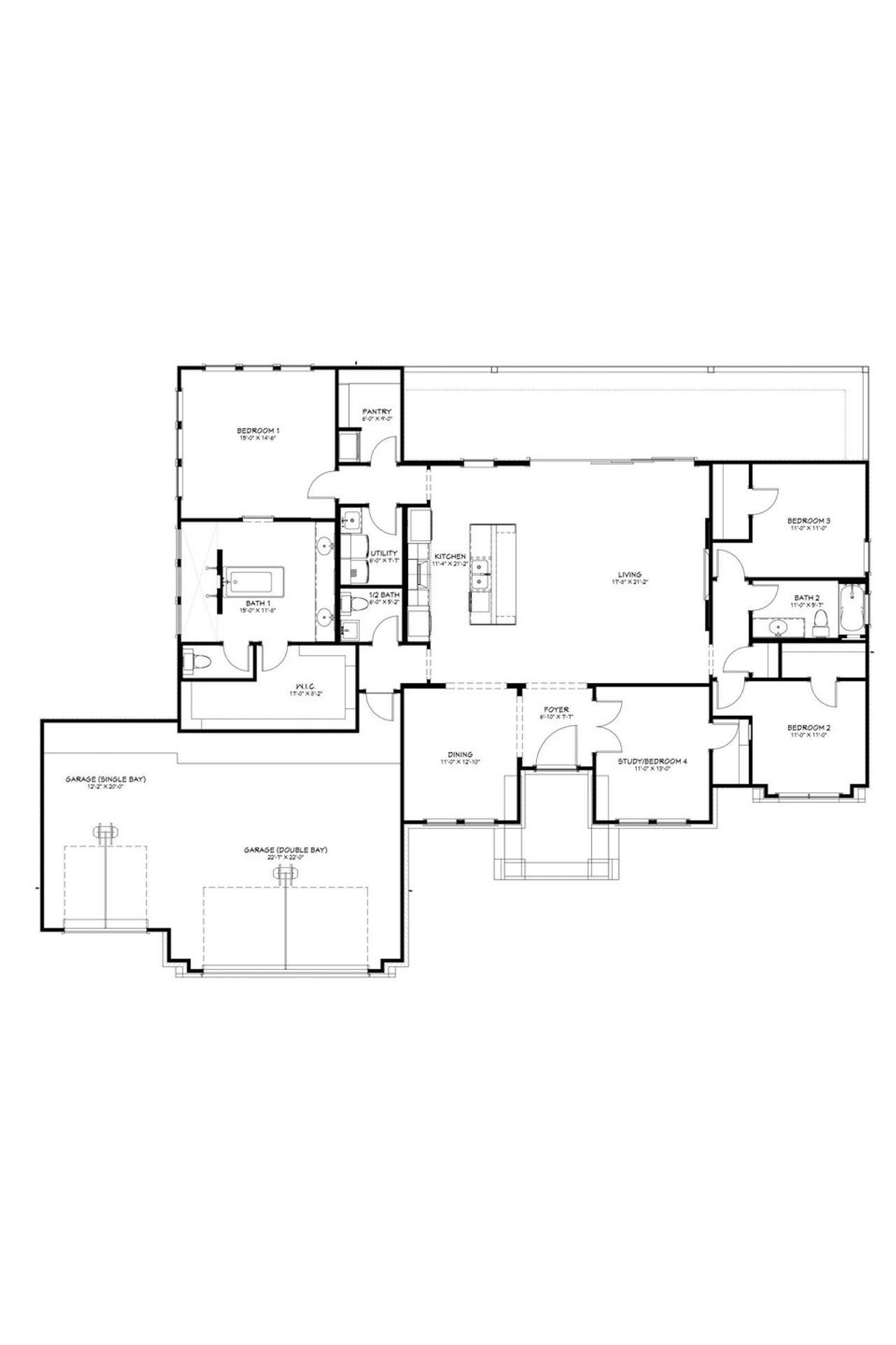 2D floor plan layout for the Llano by Flintrock Builder in Bella Charca, Nolanville, TX (Image 2).