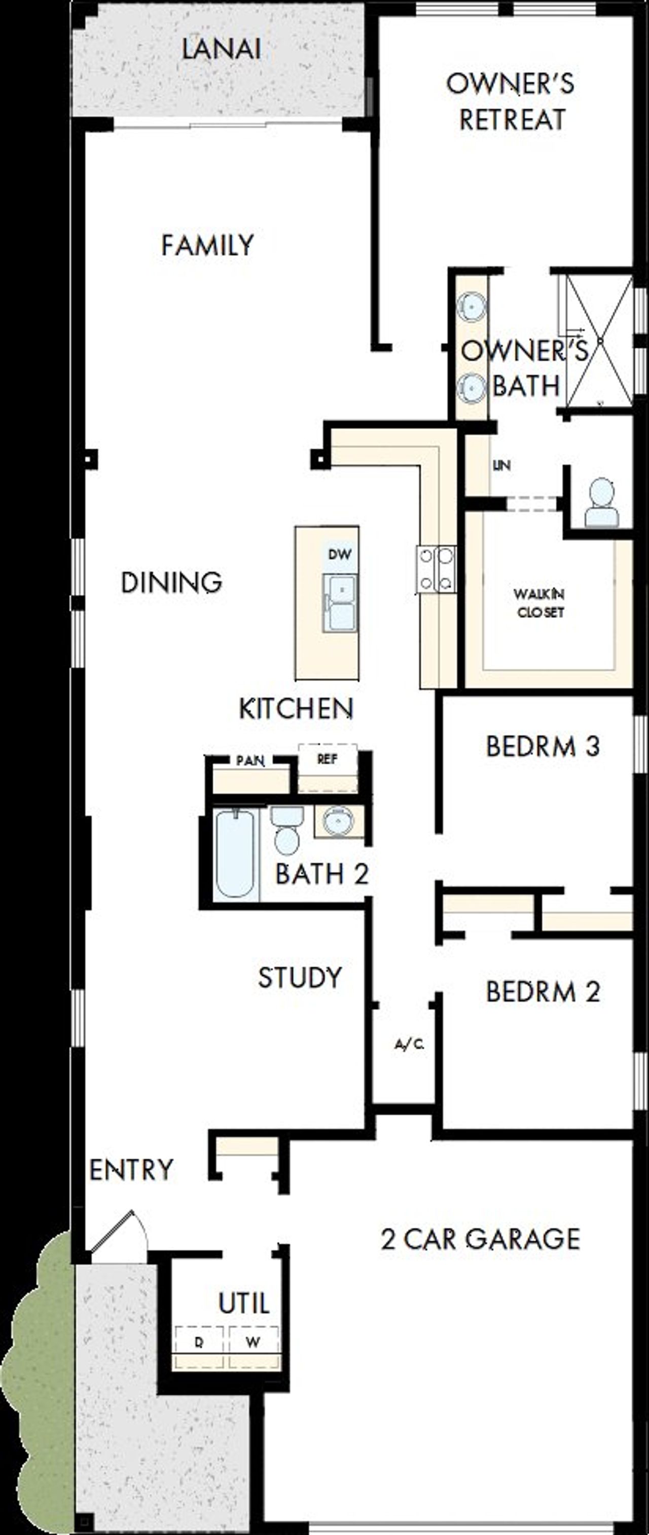 2D floor plan layout of this home in Chapel Crossings - Garden Series, Wesley Chapel, FL (Image 2). 2D floor plan layout of this home in Chapel Crossings - Garden Series, Wesley Chapel, FL (Image 2).