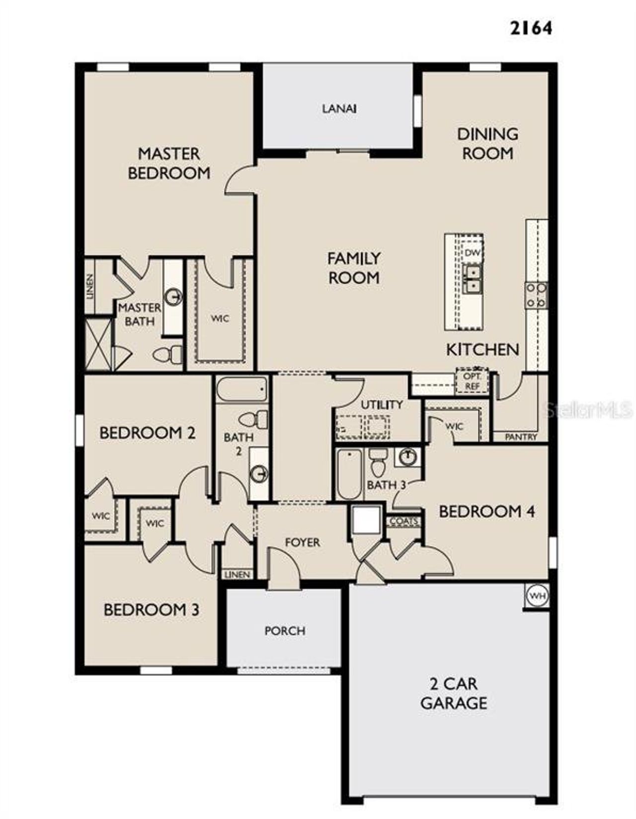 2D floor plan layout of this home in Oakfield Lakes, Parrish, FL (Image 2).
