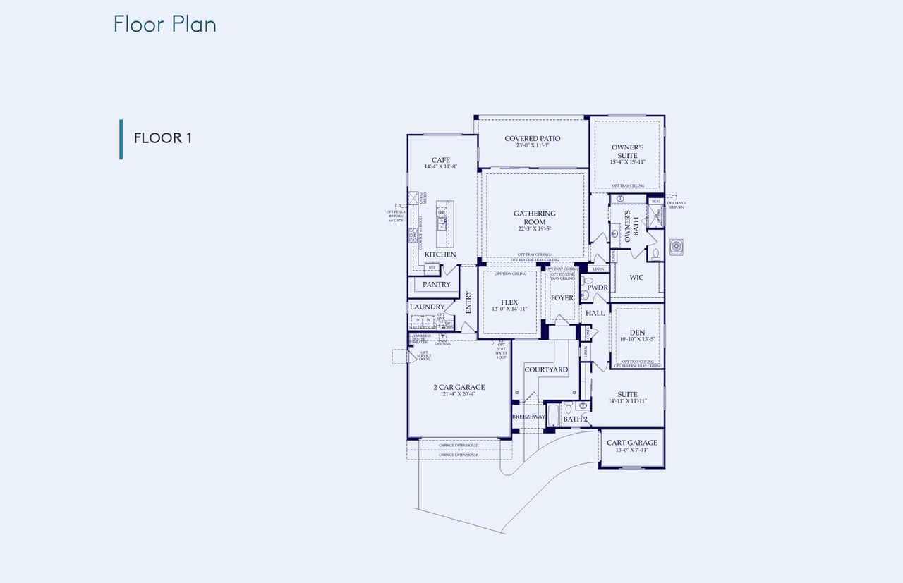 2D floor plan layout of this home in Sun City Festival, Buckeye, AZ (Image 2).
