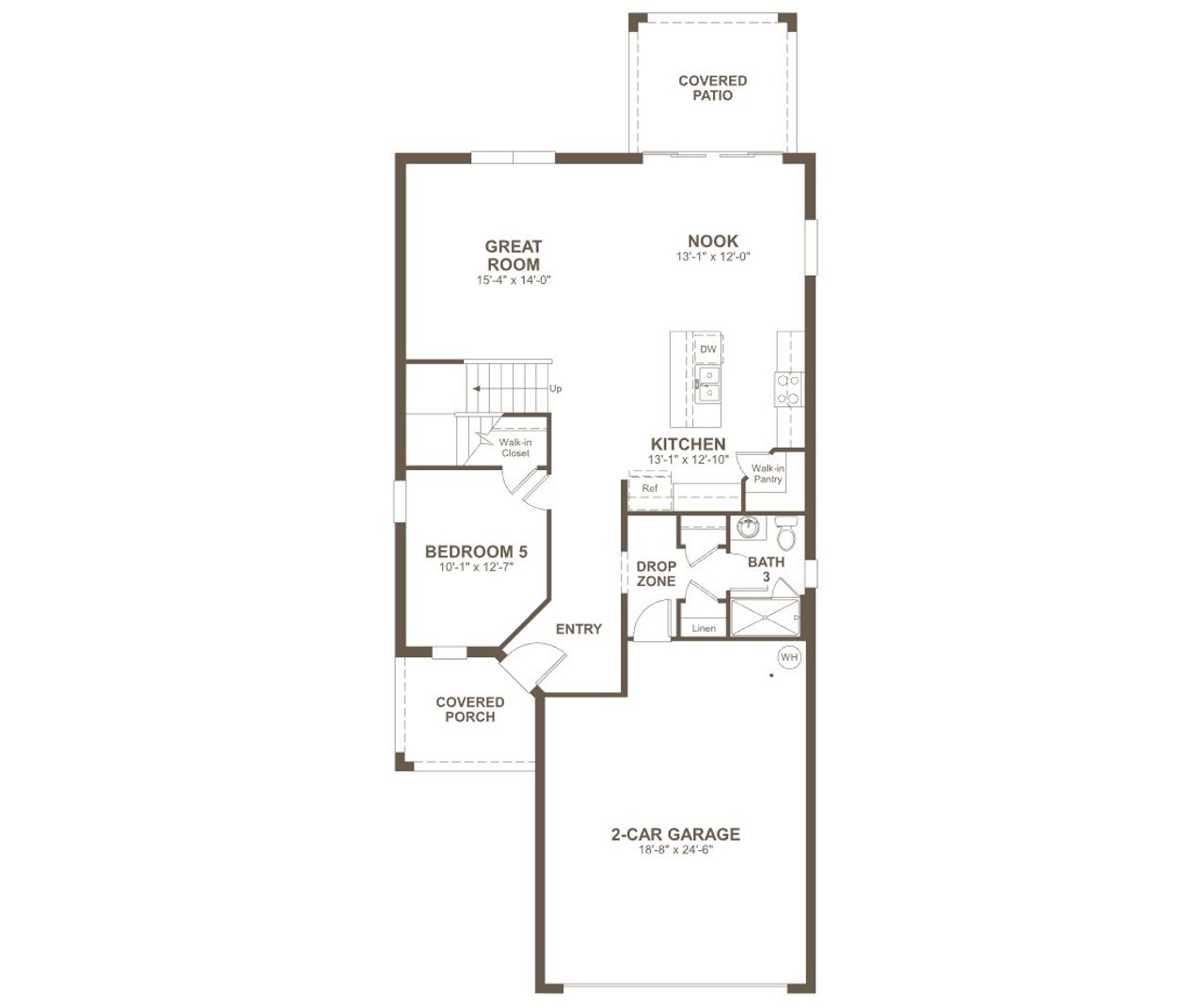 2D floor plan layout for the Pine by Richmond American Homes in Estates at Rivers Edge, Parrish, FL (Image 2).