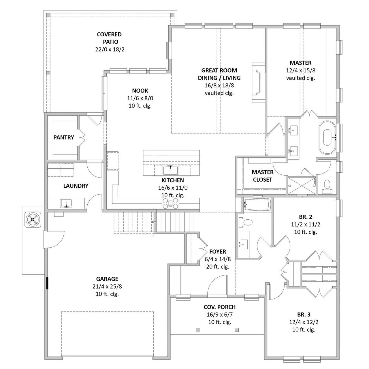 2D floor plan layout for the Reagan by Cope Homes in Hidden Valley 2, Princeton, TX (Image 2).