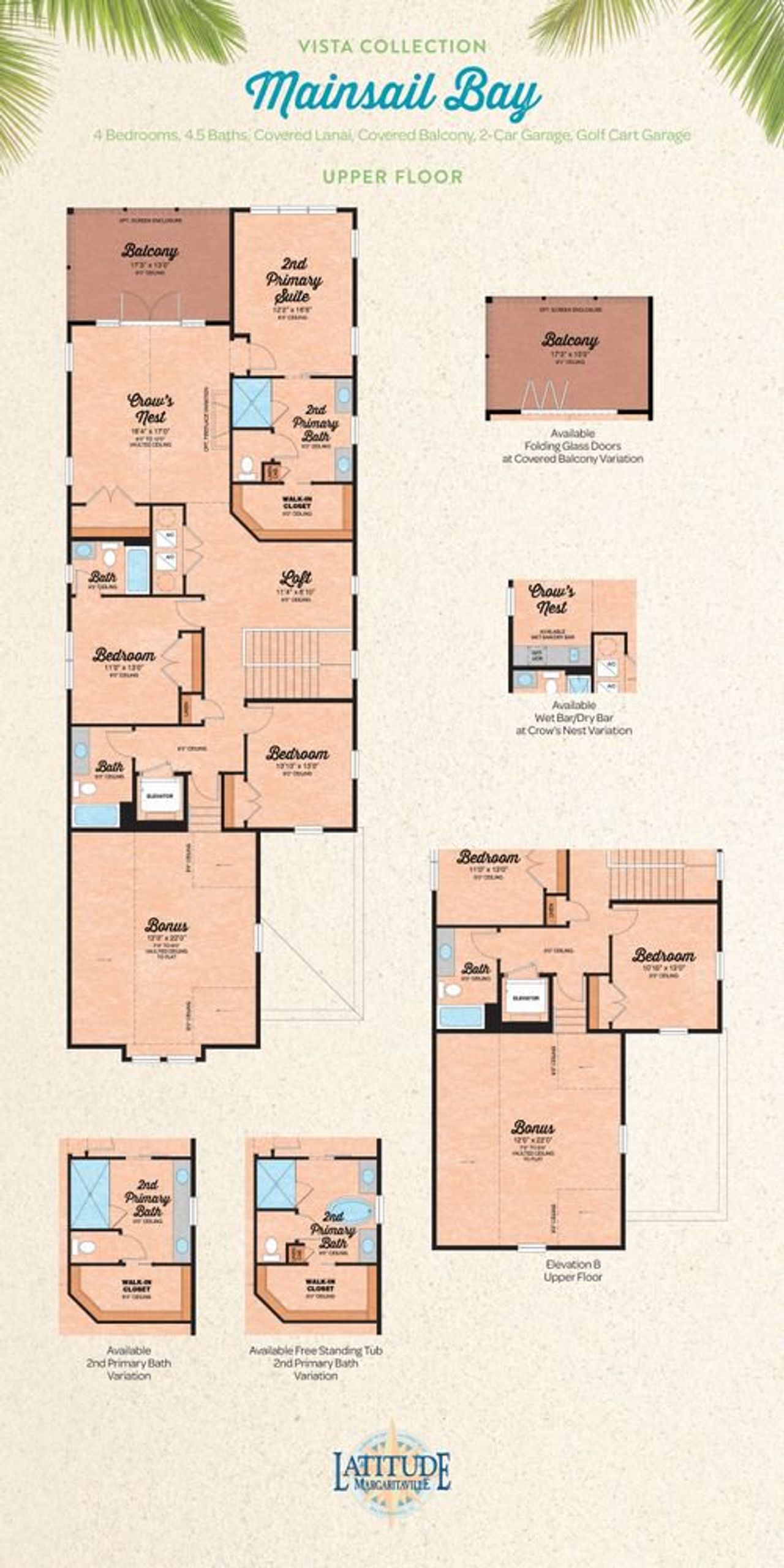 2D floor plan layout for the Mainsail Bay by Minto Communities in Latitude Margaritaville Watersound, Panama City Beach, FL (Image 2).
