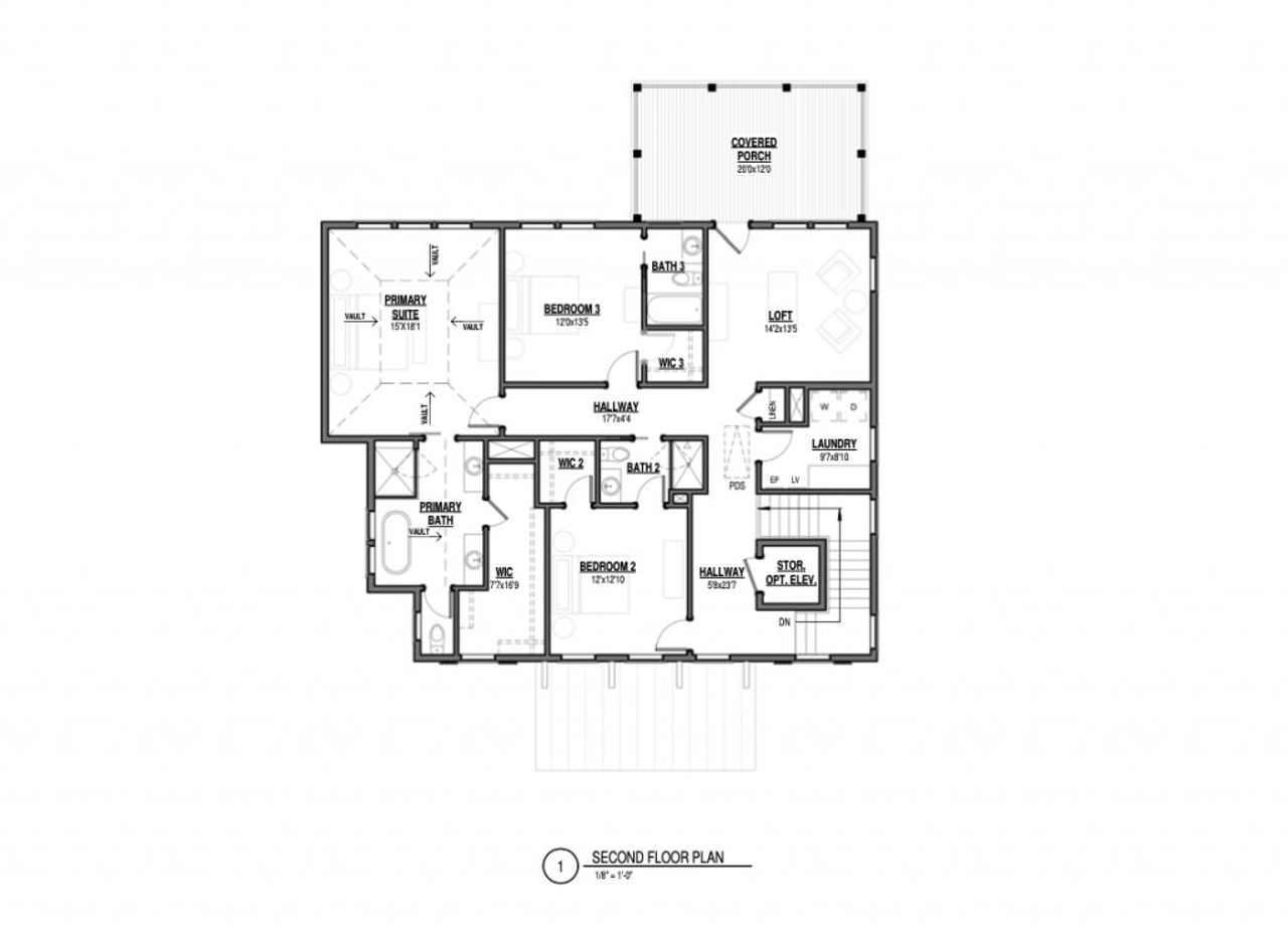 2D floor plan layout of this home in The Preserve at Pennys Creek, Johns Island, SC (Image 2).