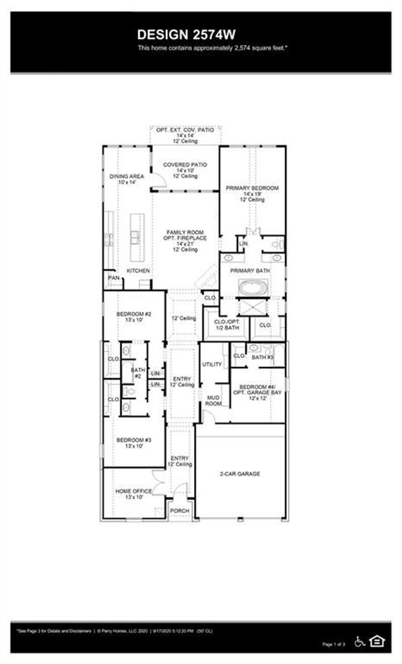 2D floor plan layout of this home in Trinity Falls 50', McKinney, TX (Image 2).