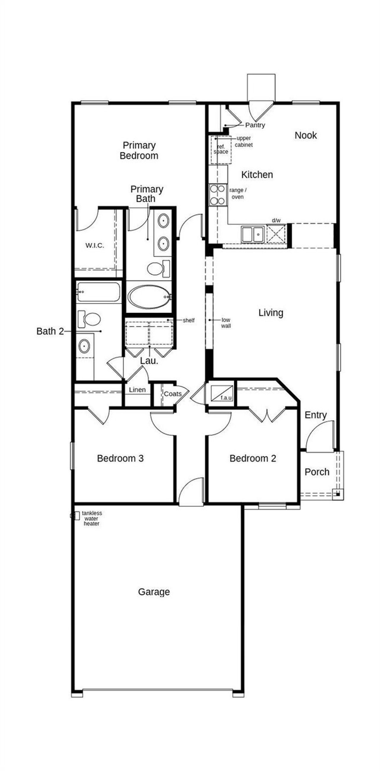 This floor plan features 3 bedrooms, 2 full baths, and over 1,200 square feet of living space.