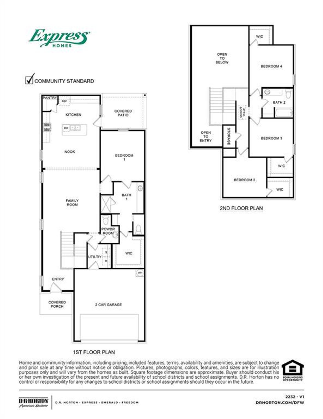 2D floor plan layout of this home in Wildcat Ranch, Crandall, TX (Image 2).