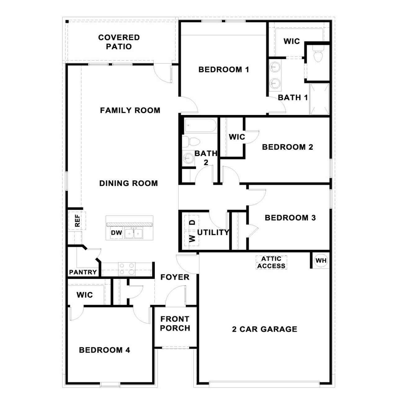2D floor plan layout of this home in Monarch Ranch, Manor, TX (Image 2).