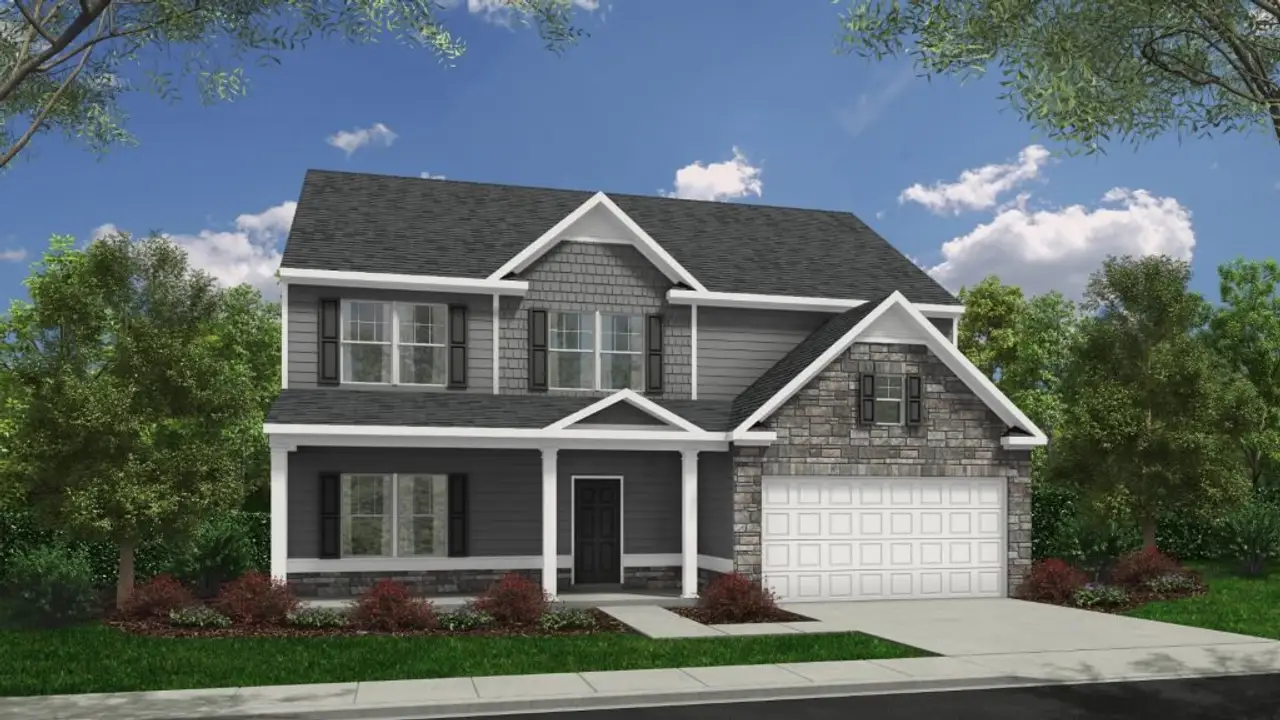 Front exterior of a new home in Hampton Ridge, Jefferson, GA, highlighting curb appeal (Image 2).