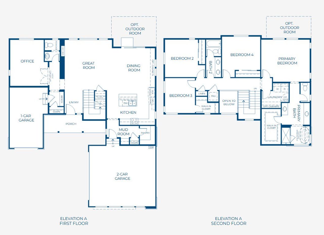 2D floor plan layout for the 4903 by Risewell Homes in The Aurora Highlands, Aurora, CO (Image 2).