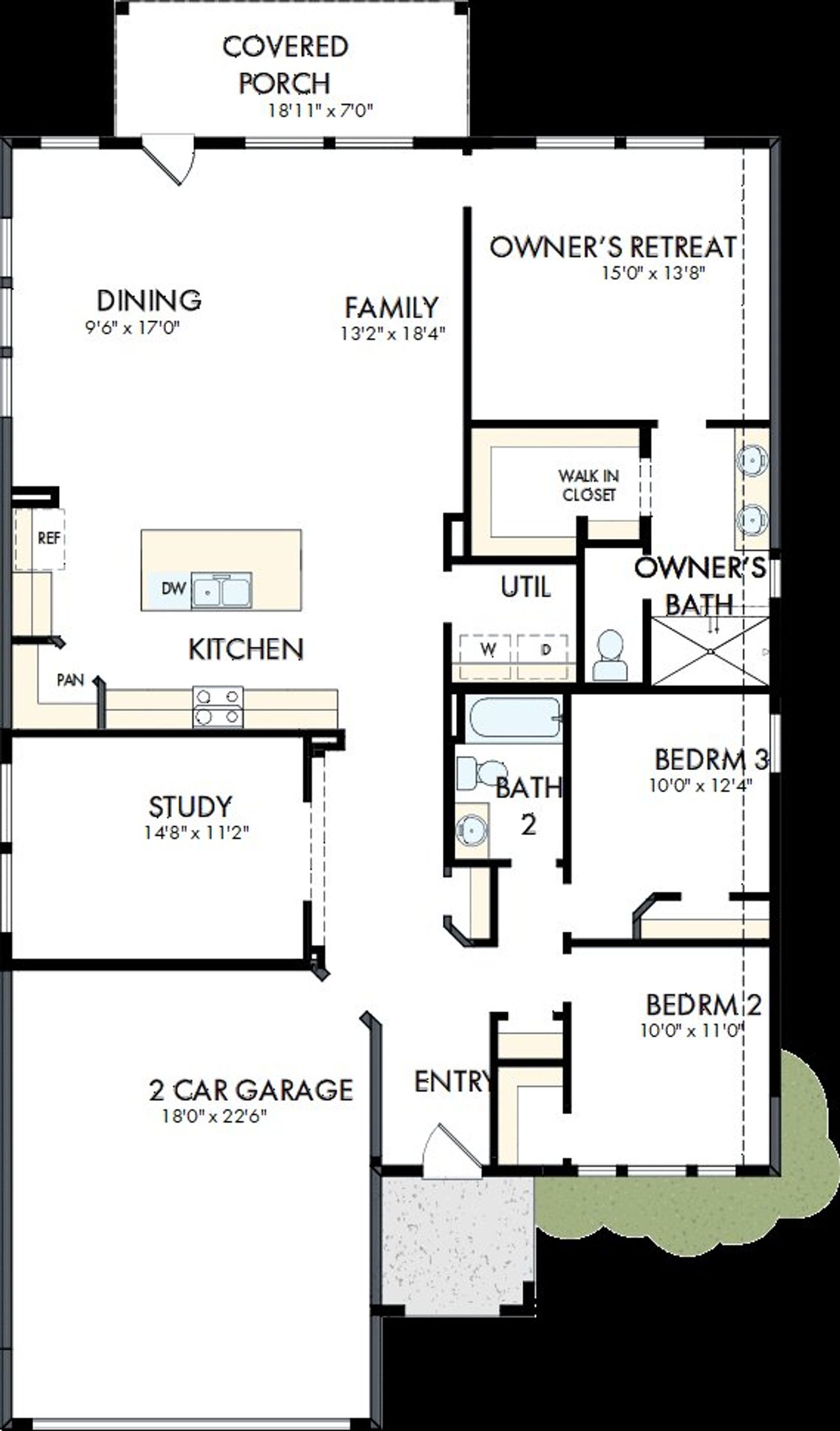 2D floor plan layout of this home in Beacon Point at Lago Mar - Retreat Collection, Texas City, TX (Image 2).