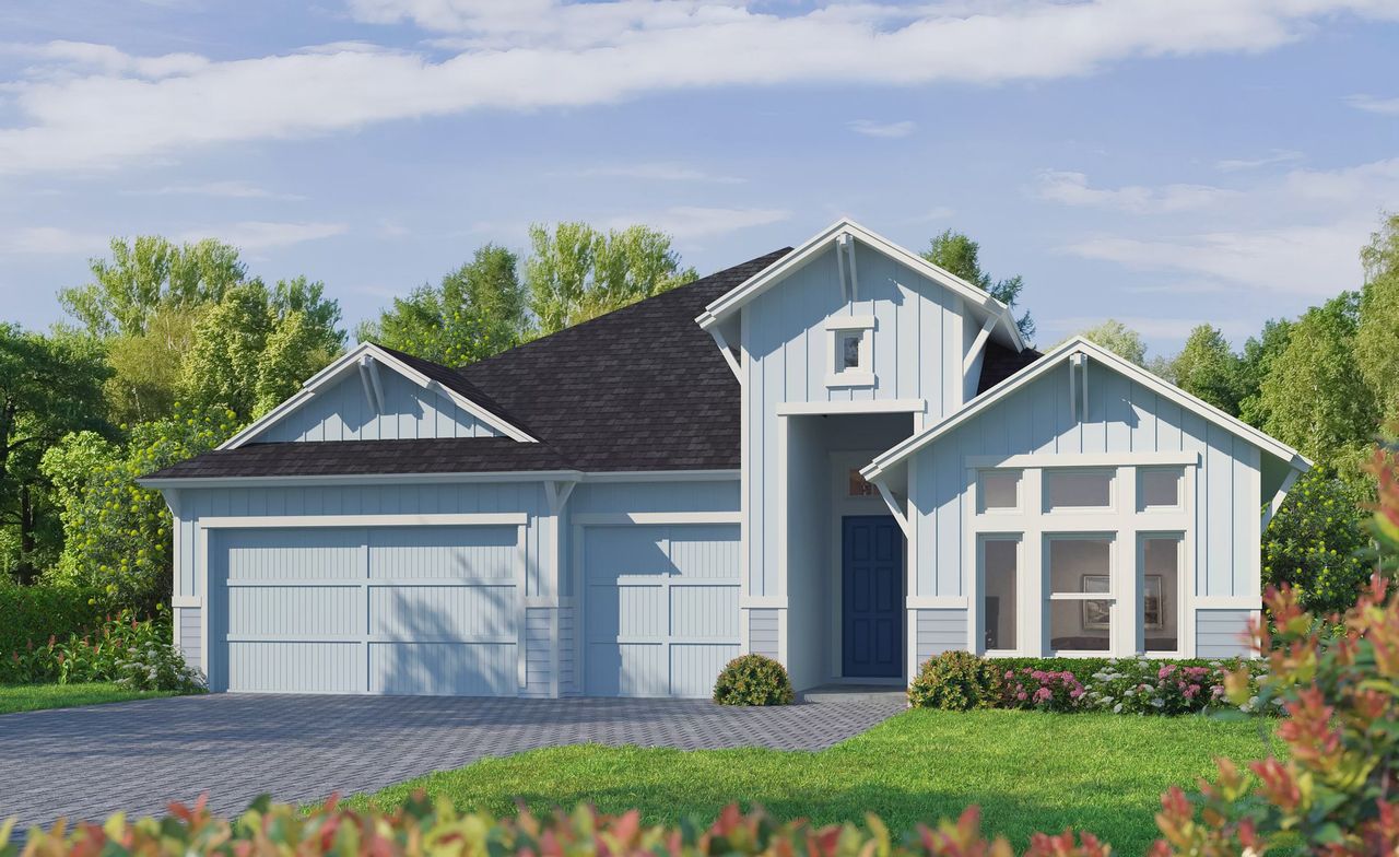 Representative exterior photo of a completed home built from the South Bay by ICI Homes in Weslyn Park at Sunbridge, St. Cloud, FL (Image 2).