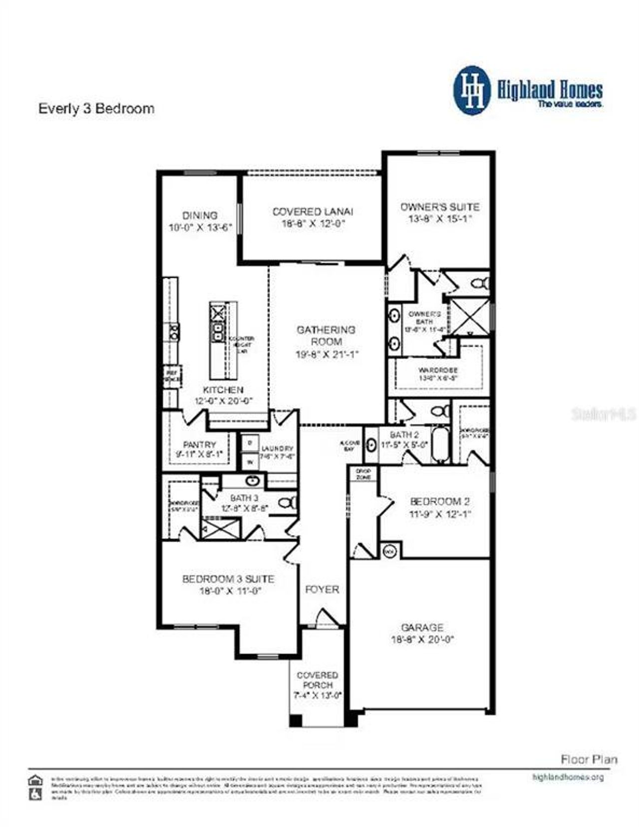 2D floor plan layout of this home in The Crossings - Single-Family Homes, St. Cloud, FL (Image 2).