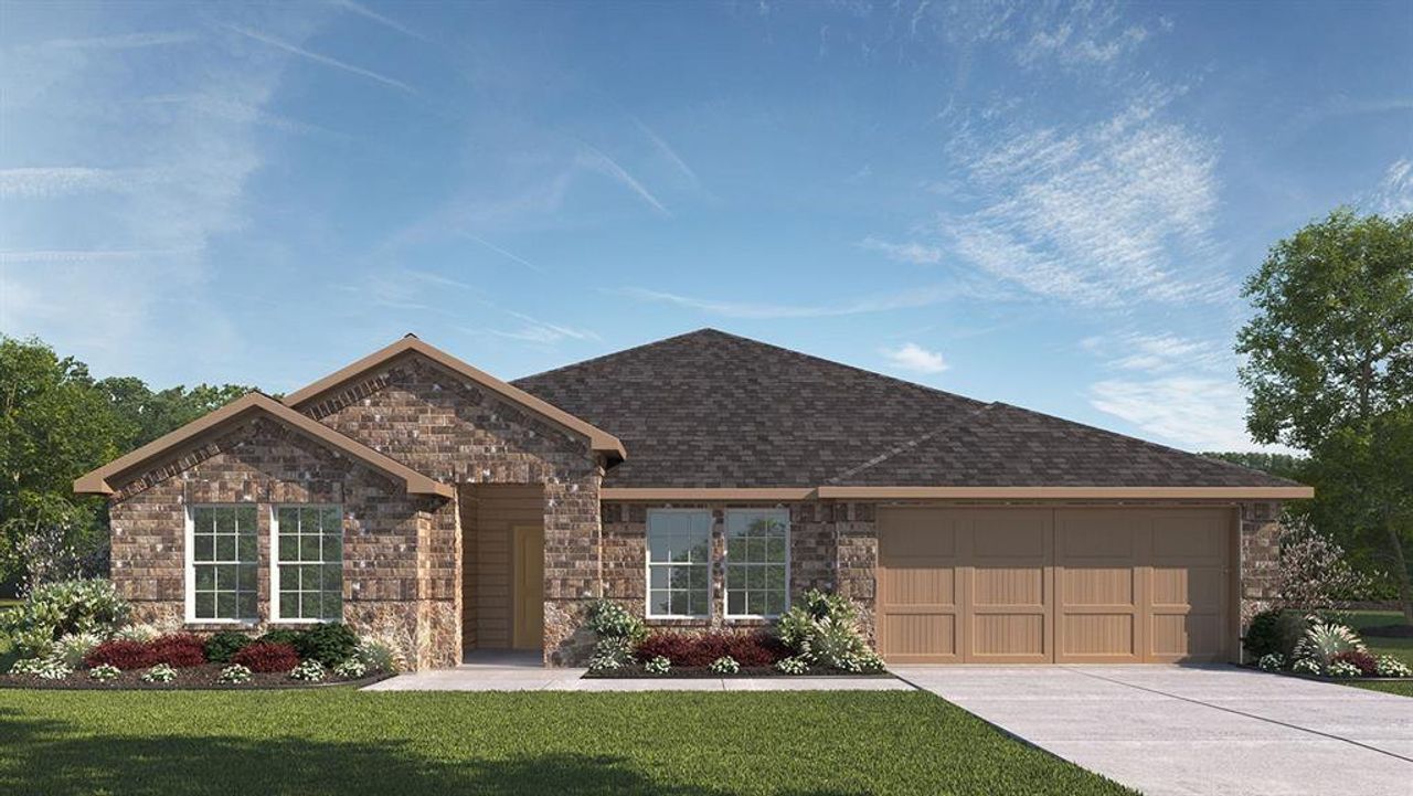 Front exterior of a new home in Waverly Estates, Josephine, TX, highlighting curb appeal (Image 2).