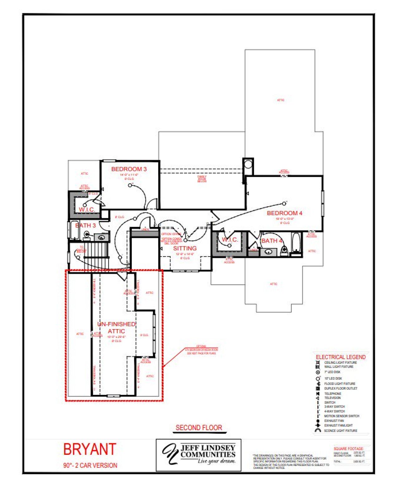 2D floor plan layout for the Bryant B 90 by Jeff Lindsey Communities in Welch Farms, Senoia, GA (Image 2).