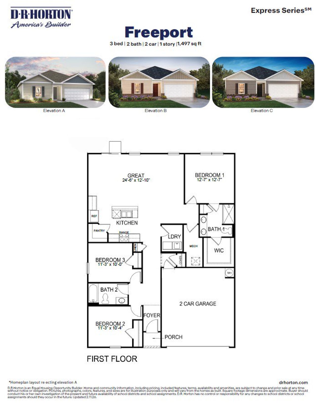 2D floor plan layout of this home in Fiddlers Landing, Winston-Salem, NC (Image 2).