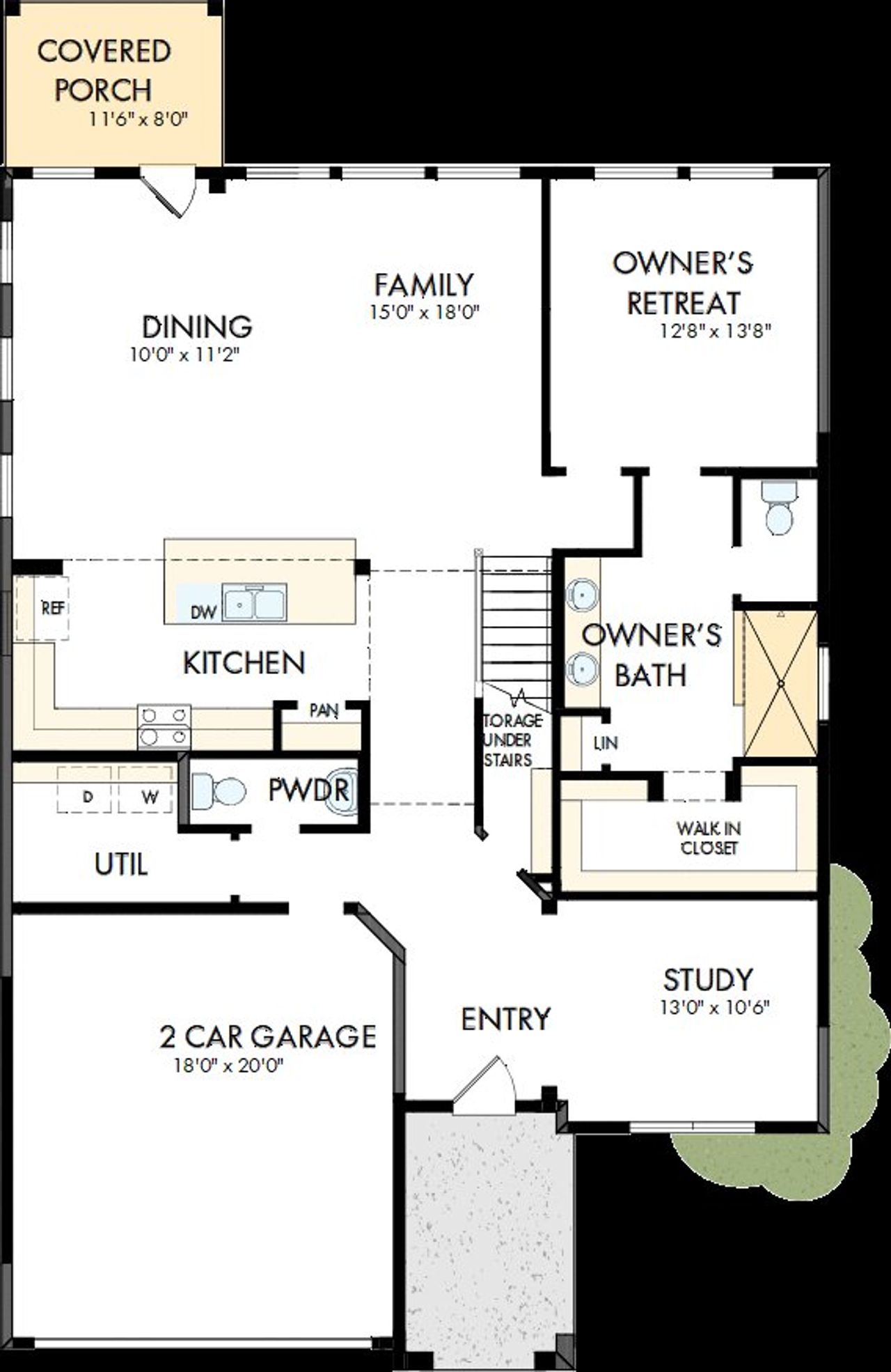 2D floor plan layout of this home in The Colony, Bastrop, TX (Image 2).