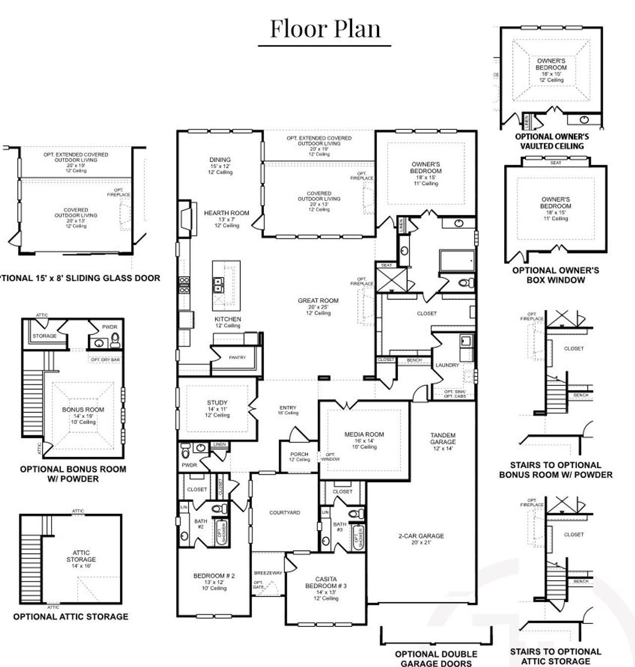 2D floor plan layout for the Plan 5551 by Tradition Homes in Windsong Ranch – 71′, Prosper, TX (Image 2).