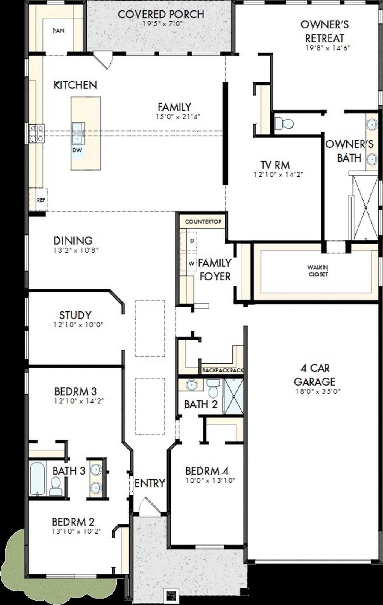 2D floor plan layout of this home in Walden Creek – Summit Collection, Montgomery, TX (Image 2). 2D floor plan layout of this home in Walden Creek – Summit Collection, Montgomery, TX (Image 2).