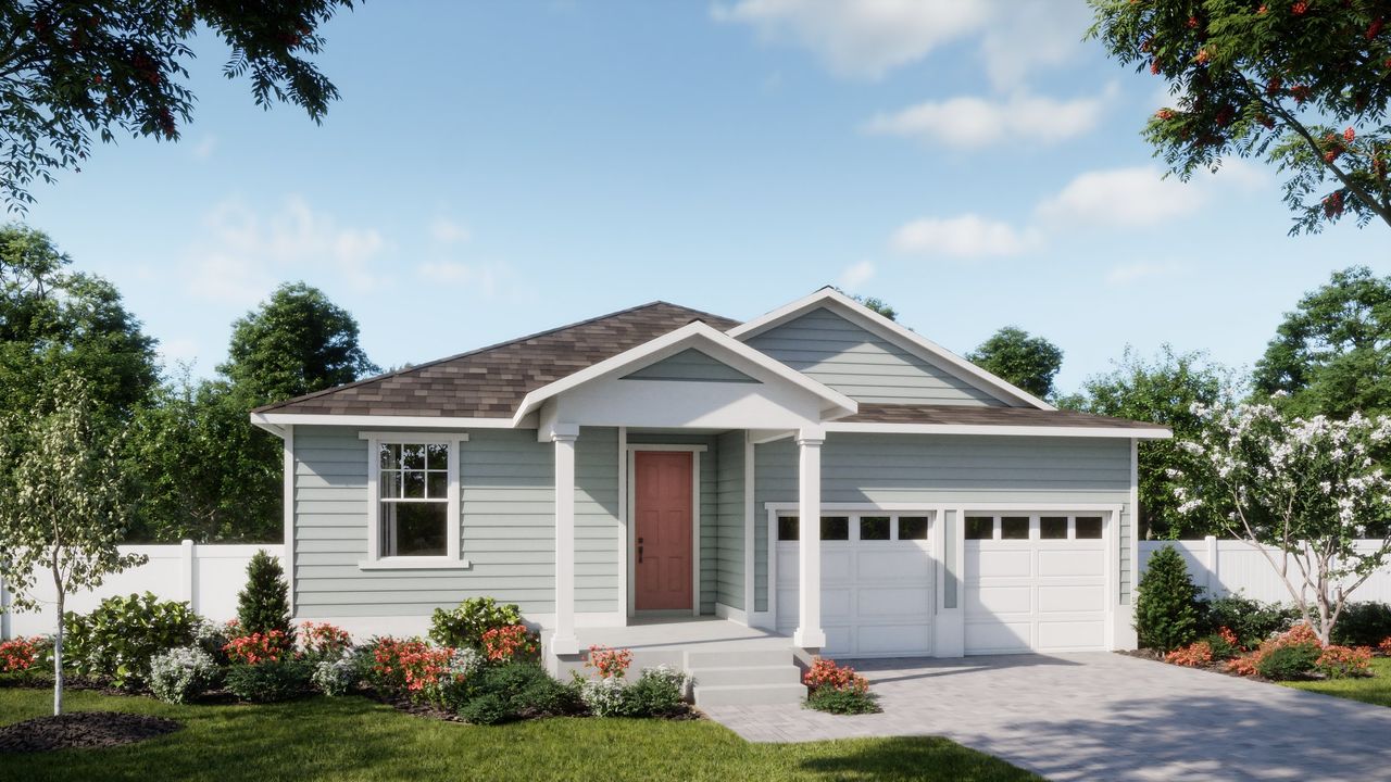 Representative exterior photo of a completed home built from the Haven by Risewell Homes in Cypress Bluff, Groveland, FL (Image 2). Representative exterior photo of a completed home built from the Haven by Risewell Homes in Cypress Bluff, Groveland, FL (Image 2).